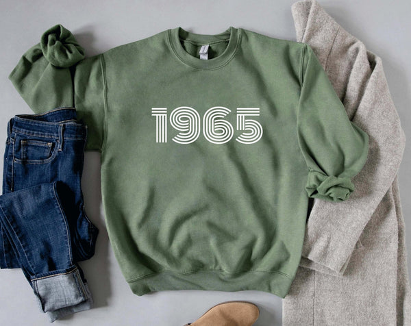 1965 Sweatshirt, 60th Birthday jumper, 60th Birthday gift idea, customise year sweatshirt, personalise year jumper personalised birthday - little crafty souls