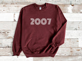 2007 Sweatshirt, 18th Birthday jumper, 18th Birthday gift idea, customise year sweatshirt, personalise year jumper personalize birthday - little crafty souls