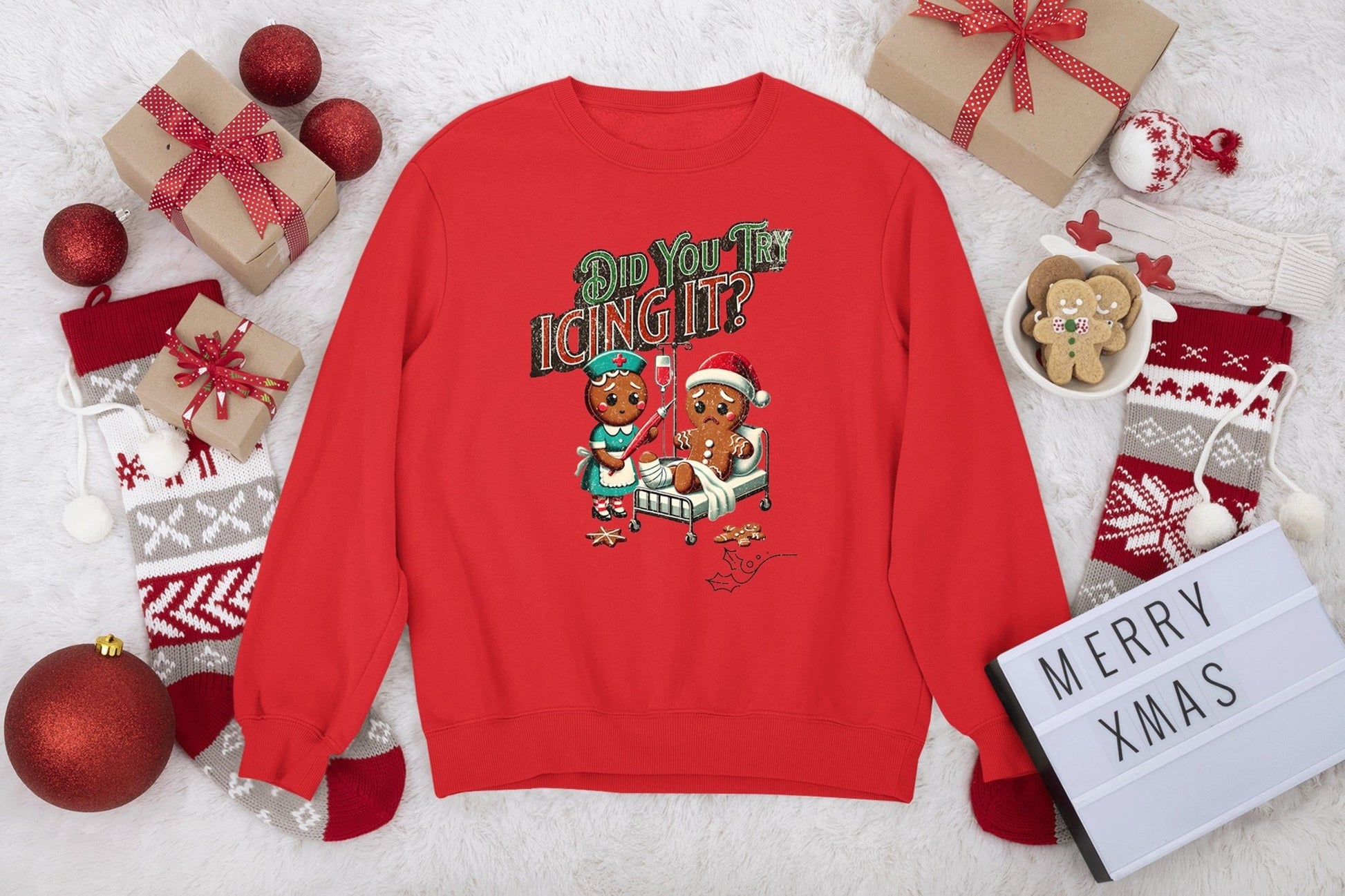 Did You Try Icing It Sweatshirt | Gingerbread Humor Sweatshirt | Christmas Nurse Shirt | Funny Cookies Xmas | Nurse Christmas Sweatshirt - little crafty souls