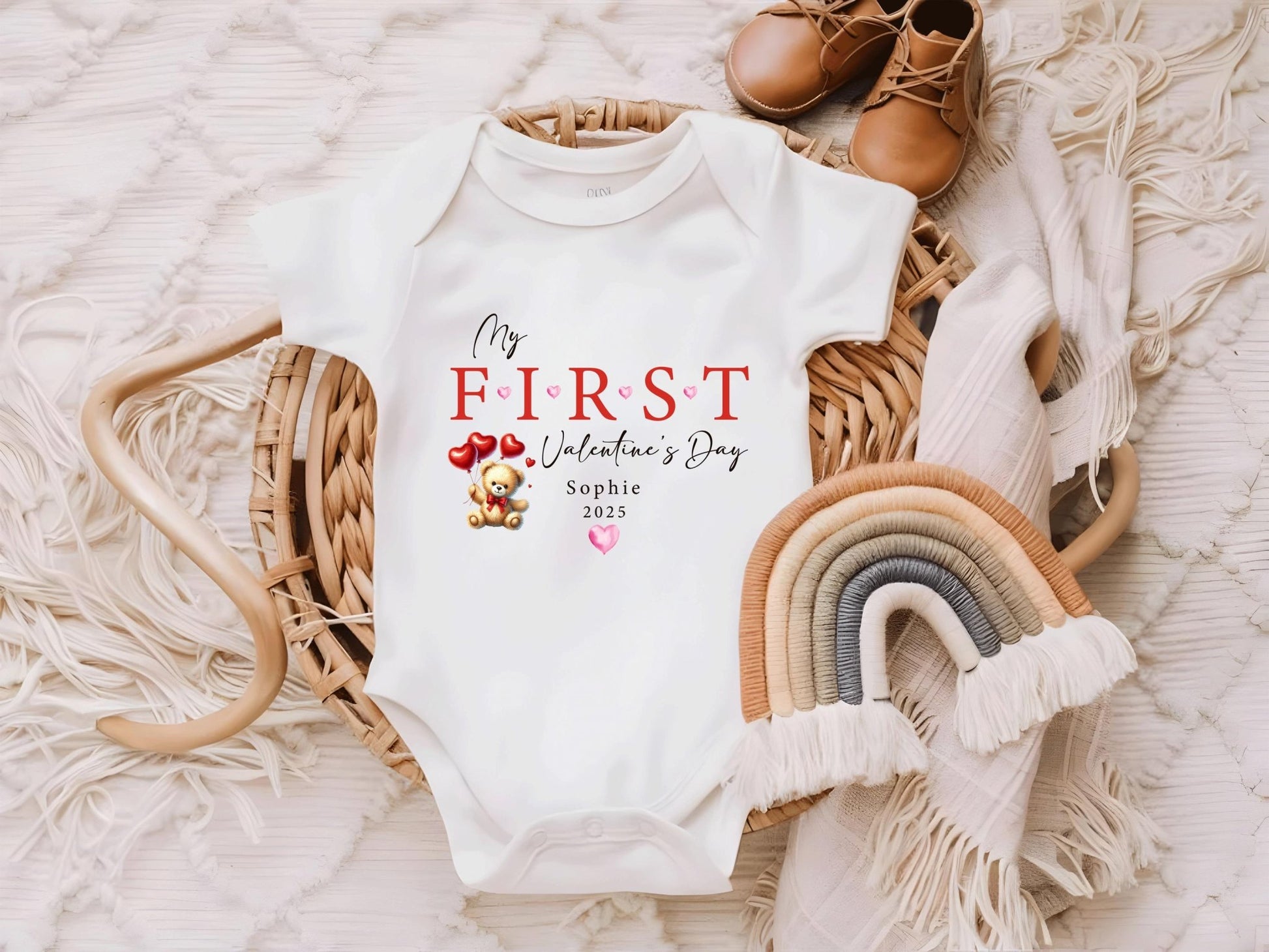 First Valentines Day, My 1st Valentines Sleepsuit, Babies First Valentines Day, Valentines Baby Gift, Personalised Baby Valentine's Day - little crafty souls