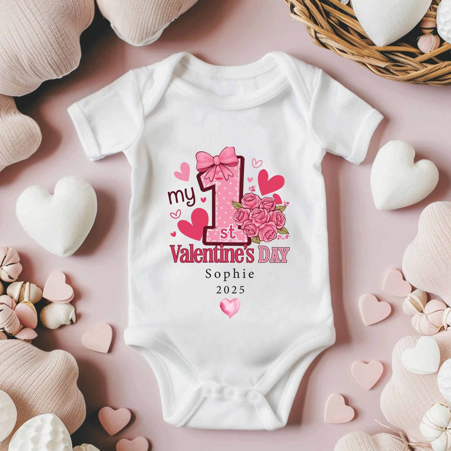 First Valentines Day, My 1st Valentines Sleepsuit, Babies First Valentines Day, Valentines Baby Gift, Personalised Baby Valentine's Day - little crafty souls