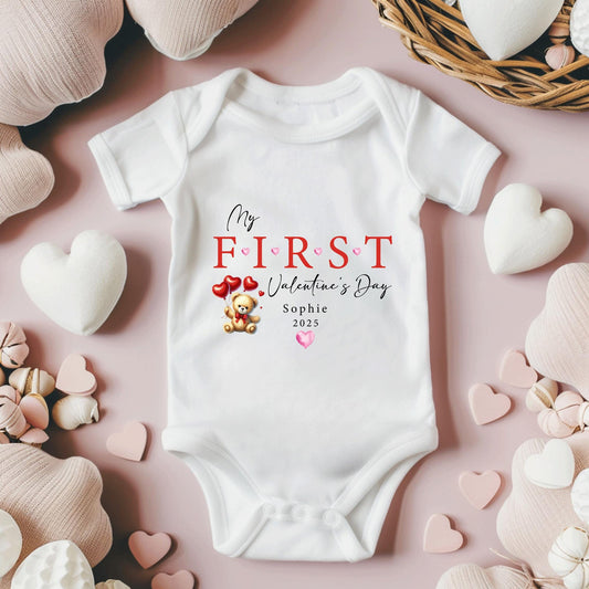 First Valentines Day, My 1st Valentines Sleepsuit, Babies First Valentines Day, Valentines Baby Gift, Personalised Baby Valentine's Day - little crafty souls