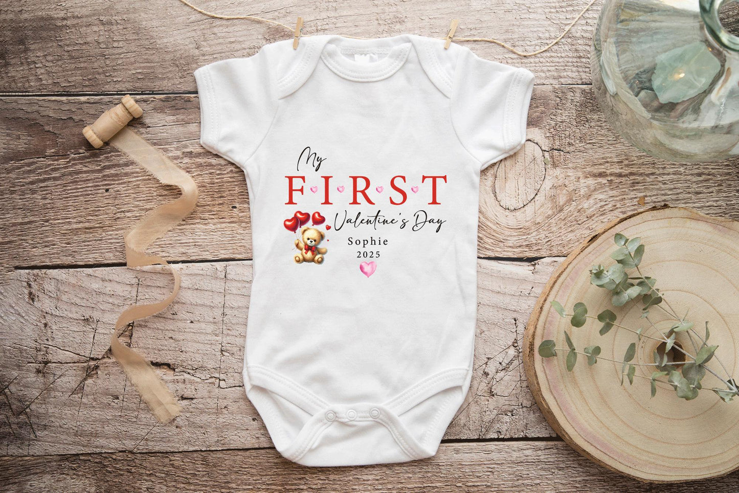 First Valentines Day, My 1st Valentines Sleepsuit, Babies First Valentines Day, Valentines Baby Gift, Personalised Baby Valentine's Day - little crafty souls