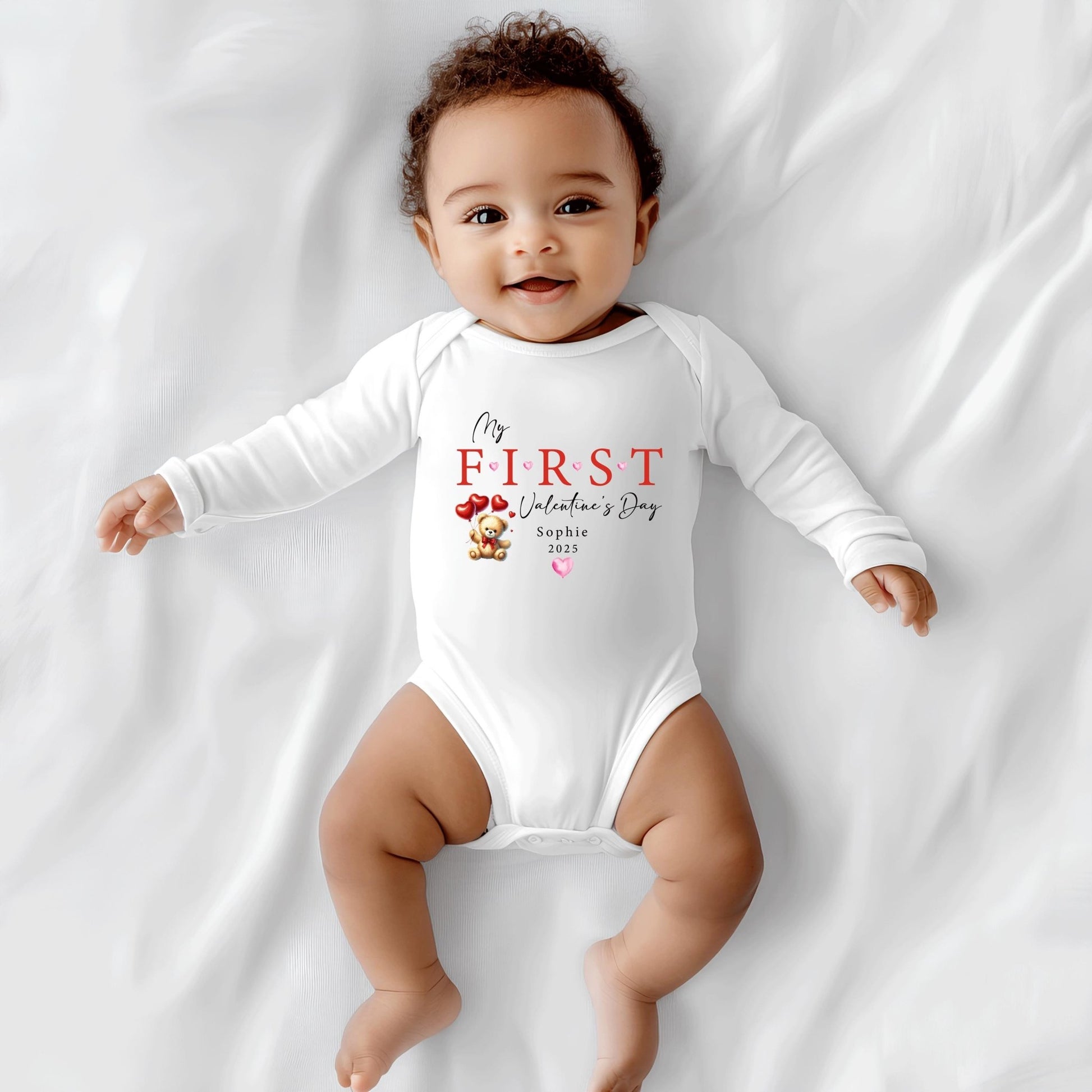 First Valentines Day, My 1st Valentines Sleepsuit, Babies First Valentines Day, Valentines Baby Gift, Personalised Baby Valentine's Day - little crafty souls