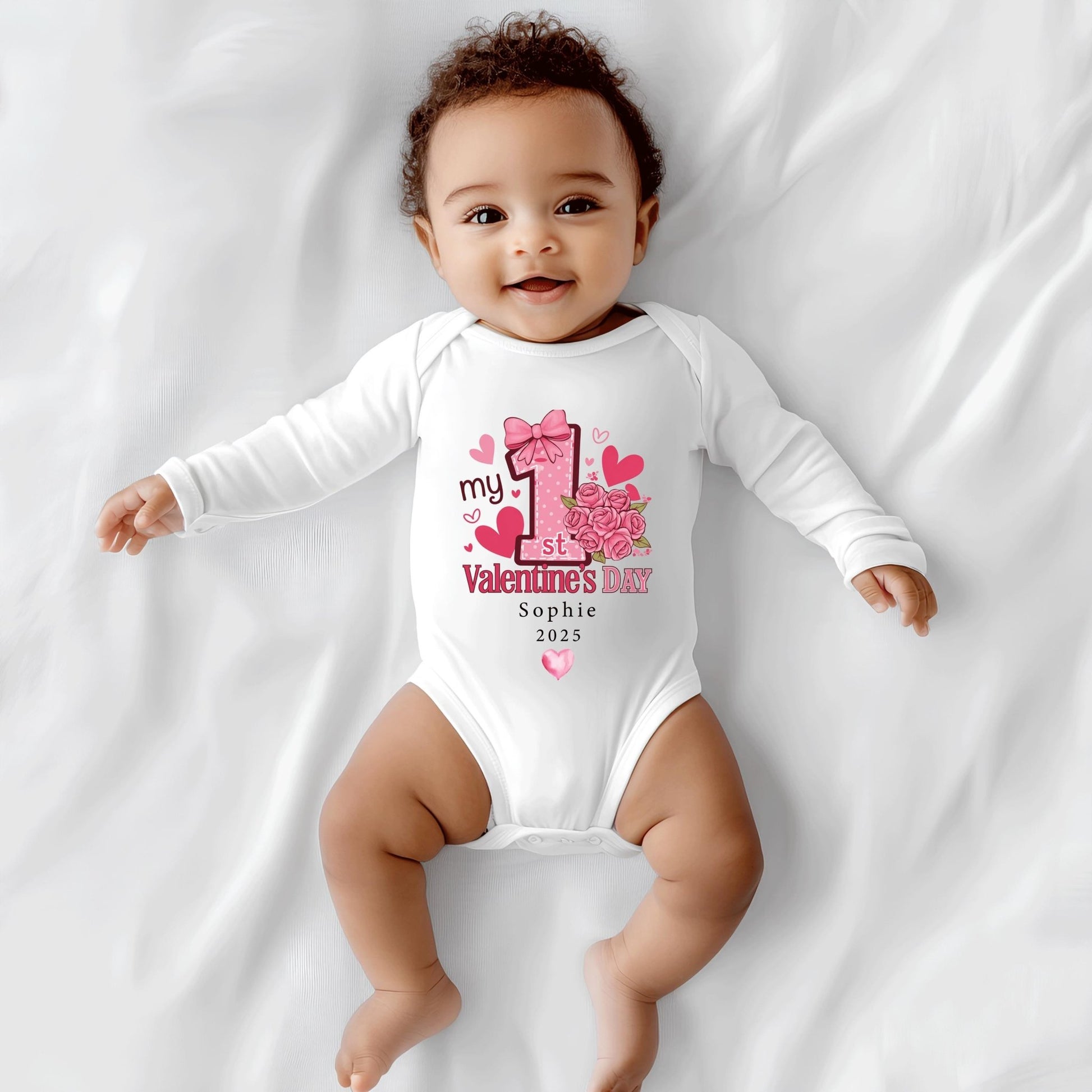 First Valentines Day, My 1st Valentines Sleepsuit, Babies First Valentines Day, Valentines Baby Gift, Personalised Baby Valentine's Day - little crafty souls