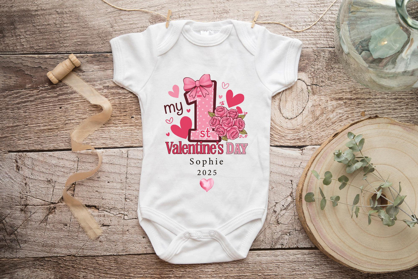 First Valentines Day, My 1st Valentines Sleepsuit, Babies First Valentines Day, Valentines Baby Gift, Personalised Baby Valentine's Day - little crafty souls