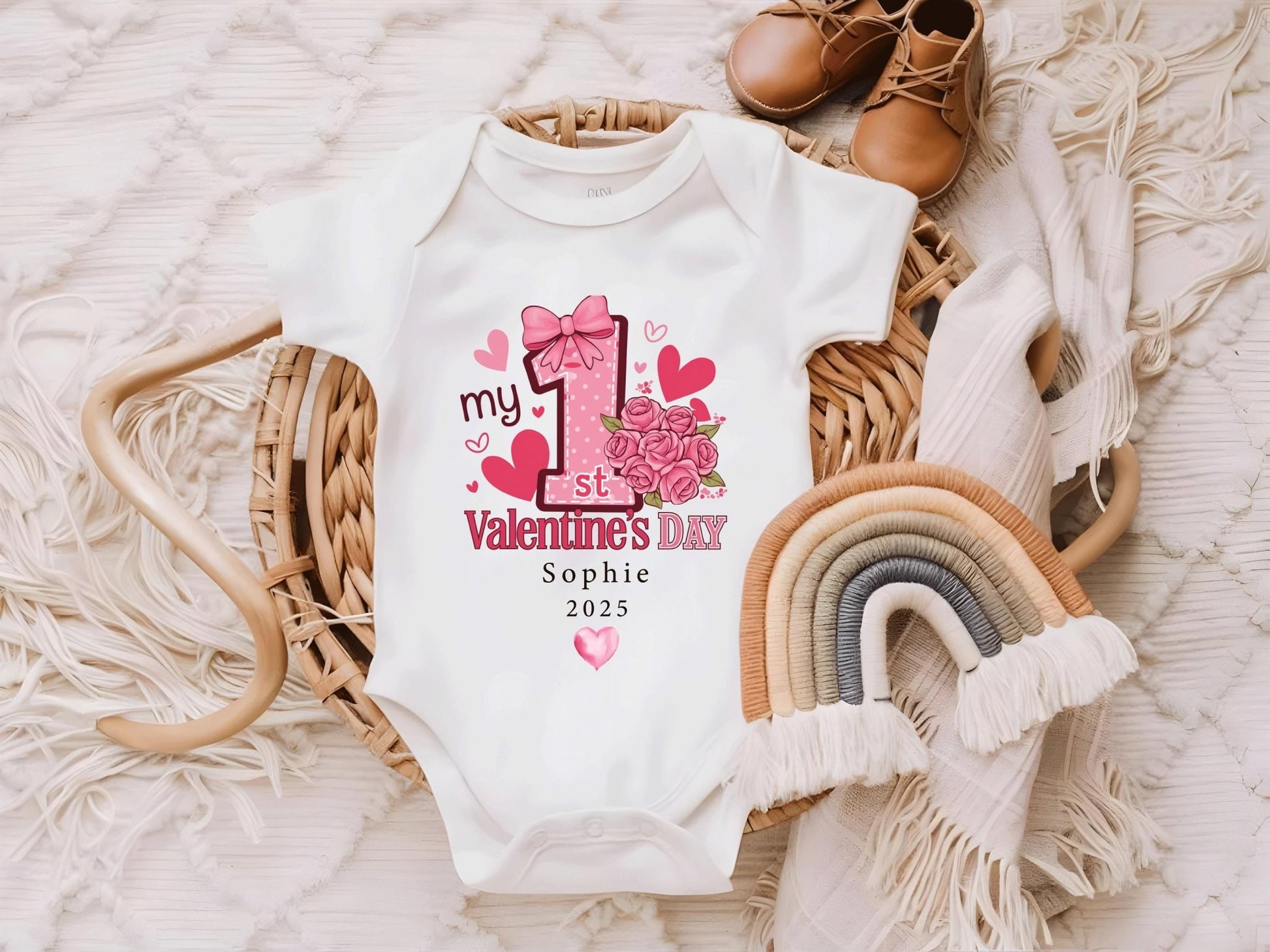 First Valentines Day, My 1st Valentines Sleepsuit, Babies First Valentines Day, Valentines Baby Gift, Personalised Baby Valentine's Day - little crafty souls