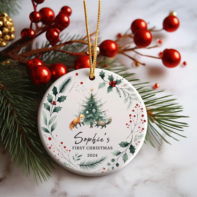 Personalised Baby's First Christmas Decoration | Keepsake Christmas Bauble Gift Ceramic Ornament | Baby's 1st Christmas tree Bauble - little crafty souls