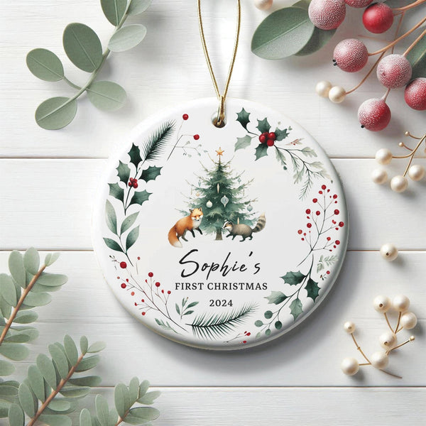 Personalised Baby's First Christmas Decoration | Keepsake Christmas Bauble Gift Ceramic Ornament | Baby's 1st Christmas tree Bauble - little crafty souls