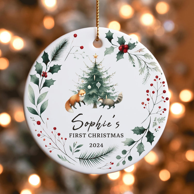 Personalised Baby's First Christmas Decoration | Keepsake Christmas Bauble Gift Ceramic Ornament | Baby's 1st Christmas tree Bauble - little crafty souls