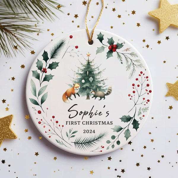 Personalised Baby's First Christmas Decoration | Keepsake Christmas Bauble Gift Ceramic Ornament | Baby's 1st Christmas tree Bauble - little crafty souls