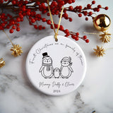 Personalised First Christmas as a Family of 3 Decoration, Keepsake Christmas Bauble Gift Ceramic Ornament, Baby's First Christmas Decoration - little crafty souls