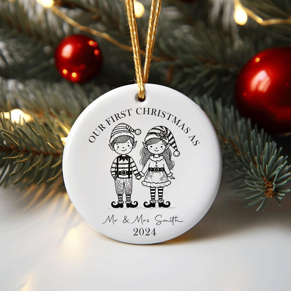 Personalised First Christmas as Mr and Mrs Ornament | Newlyweds gift | gift for newly married Christmas gift Decoration, tree wedding bauble - little crafty souls