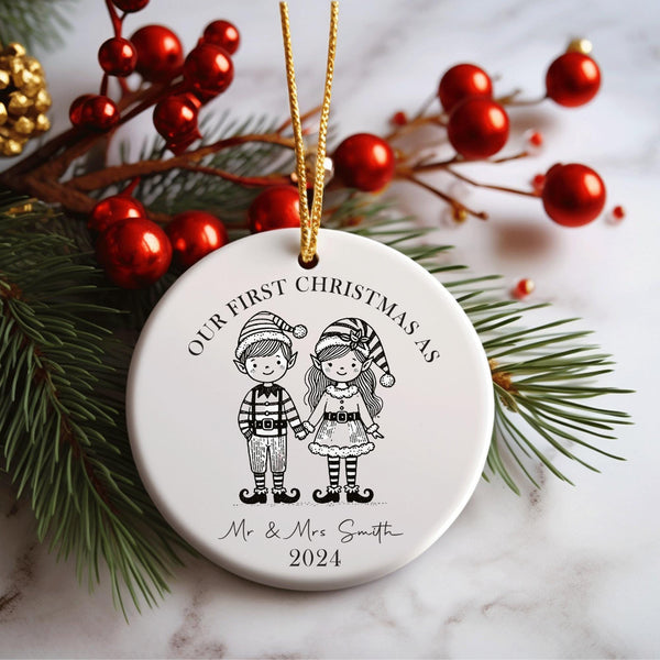 Personalised First Christmas as Mr and Mrs Ornament | Newlyweds gift | gift for newly married Christmas gift Decoration, tree wedding bauble - little crafty souls