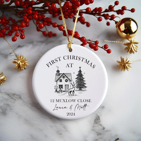 Personalised First Christmas in New home Ornament | New Home gift 2024 | First house | New House Christmas Decoration, christmas tree bauble - little crafty souls