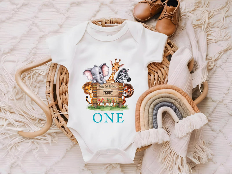 Personalised Kids Name and age Birthday Animal Safari T-Shirt, personalized kids birthday tshirt, Boys birthday tshirt, girls birthday shirt - little crafty souls