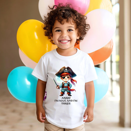 Personalised Kids Pirate Birthday T-Shirt Any Name Any Age, personalized kids birthday tshirt, Boysbirthday tshirt, personalised baby vest - little crafty souls