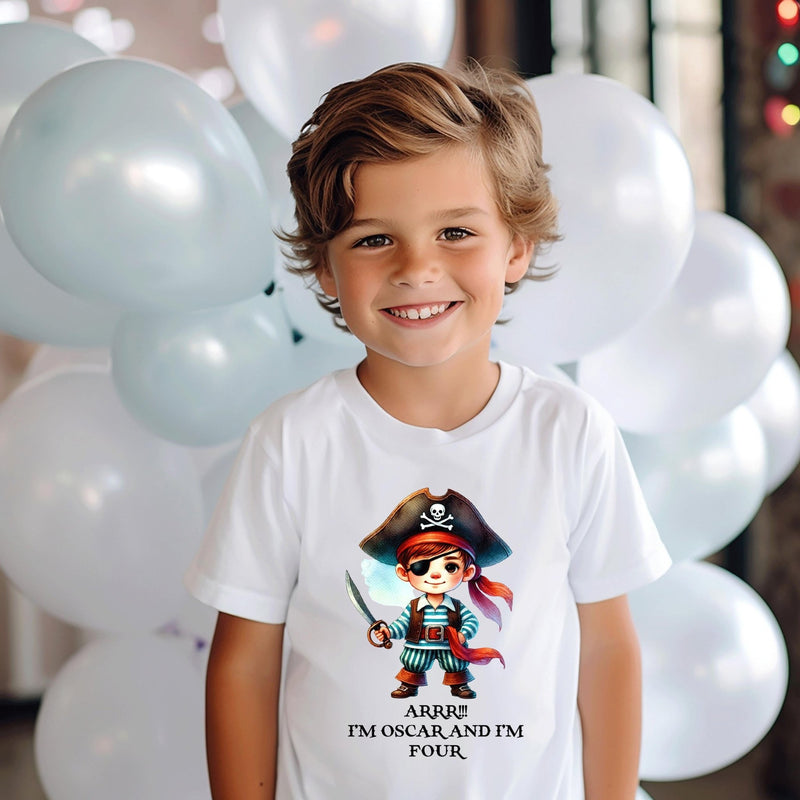 Personalised Kids Pirate Birthday T-Shirt Any Name Any Age, personalized kids birthday tshirt, Boysbirthday tshirt, personalised baby vest - little crafty souls