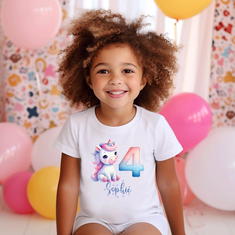 Personalised Unicorn Birthday T-Shirt Any Name Any Age, personalized kids birthday tshirt, girls birthday tshirt, personalised baby vest - little crafty souls