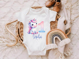 Personalised Unicorn Birthday T-Shirt Any Name Any Age, personalized kids birthday tshirt, girls birthday tshirt, personalised baby vest - little crafty souls