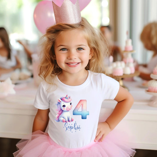 Personalised Unicorn Birthday T-Shirt Any Name Any Age, personalized kids birthday tshirt, girls birthday tshirt, personalised baby vest - little crafty souls