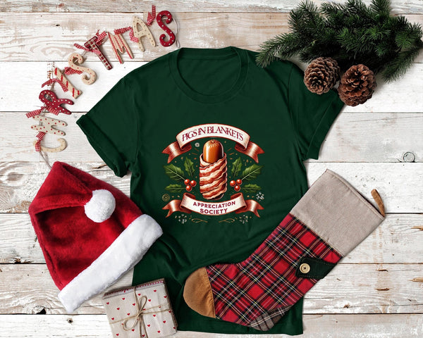 Pigs in Blankets Appreciation Society Christmas T-Shirt - little crafty souls