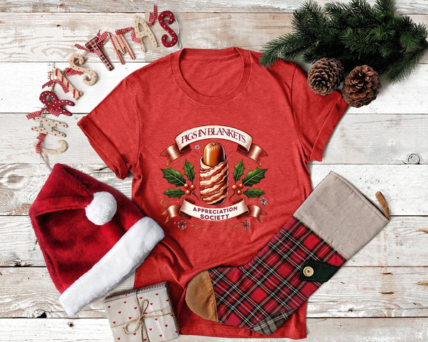 Pigs in Blankets Appreciation Society Christmas T-Shirt - little crafty souls