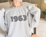 1963 Sweatshirt, 60th Birthday jumper, 60th Birthday gift idea, customise year sweatshirt, personalise year jumper, personalize birthday - little crafty souls