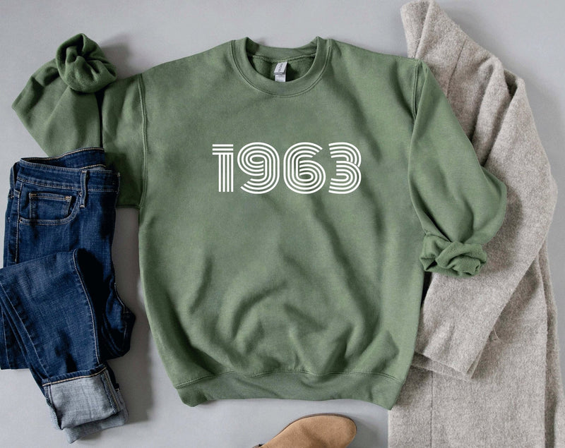 1963 Sweatshirt, 60th Birthday jumper, 60th Birthday gift idea, customise year sweatshirt, personalise year jumper, personalize birthday - little crafty souls