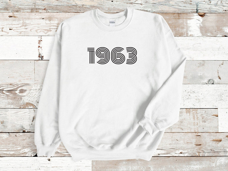 1963 Sweatshirt, 60th Birthday jumper, 60th Birthday gift idea, customise year sweatshirt, personalise year jumper, personalize birthday - little crafty souls