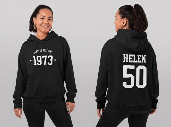 1973 Hoodie, 50th Birthday Hoodie, 50th Birthday gift idea, customise year sweatshirt, personalise year hoodie personalize birthday top - little crafty souls