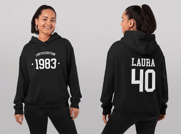 1983 Hoodie, 40th Birthday Hoodie, 40th Birthday gift idea, customise year sweatshirt, personalise year hoodie personalize birthday top - little crafty souls