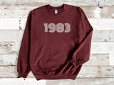 1983 Sweatshirt, 40th Birthday jumper, 40th Birthday gift idea, customise year sweatshirt, personalise year jumper personalize birthday - little crafty souls