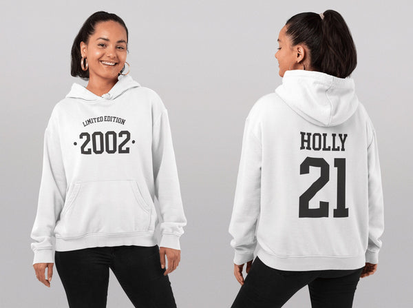 2002 Hoodie, 21st Birthday Hoodie, 21st Birthday gift idea, customise year sweatshirt, personalise year hoodie personalize birthday top - little crafty souls