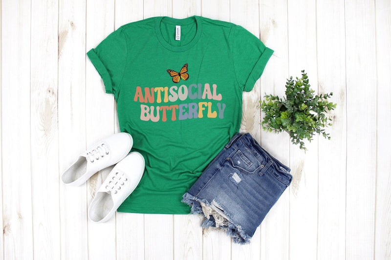 Antisocial butterfly tshirt, retro Anti social butterfly tshirt sassy shirt, sassy tshirt, funny womens tshirt, funny attitude shirt, quote - little crafty souls