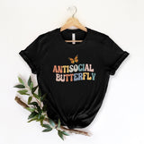 Antisocial butterfly tshirt, retro Anti social butterfly tshirt sassy shirt, sassy tshirt, funny womens tshirt, funny attitude shirt, quote - little crafty souls