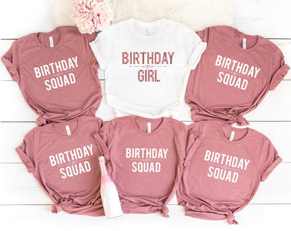 Birthday squad tshirts, birthday girl party tshirts, birthday party tshirts, custom party tshirts, personalised birthday tshirts, bday squad - little crafty souls