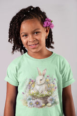 Children's Easter Tshirt, Easter Bunny flowers, Easter tshirts, easter gift ideas, Kids easter shirts, my first easter tshirt, Rabbit Tshirt - little crafty souls