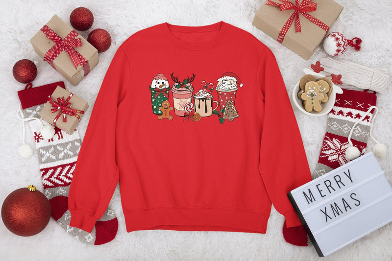 Christmas Drinks Sweatshirt, christmas Latte sweater, christmas jumper uk, christmas hoodie, retro christmas jumper, ugly christmas jumper, - little crafty souls