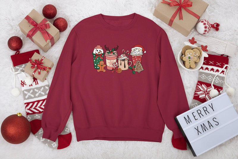 Christmas Drinks Sweatshirt, christmas Latte sweater, christmas jumper uk, christmas hoodie, retro christmas jumper, ugly christmas jumper, - little crafty souls