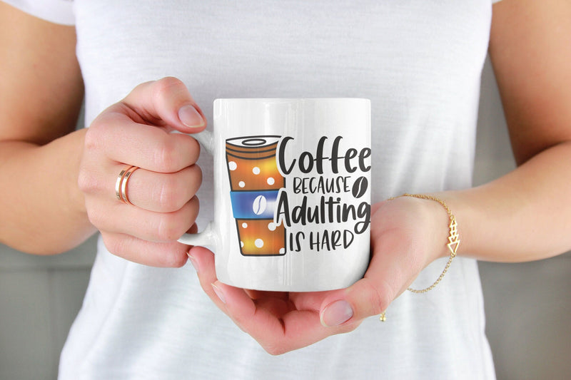 Coffee because adulting is hard, funny mug, office gift, offensive mug, gift for her, joke mugs, sassy mug - little crafty souls