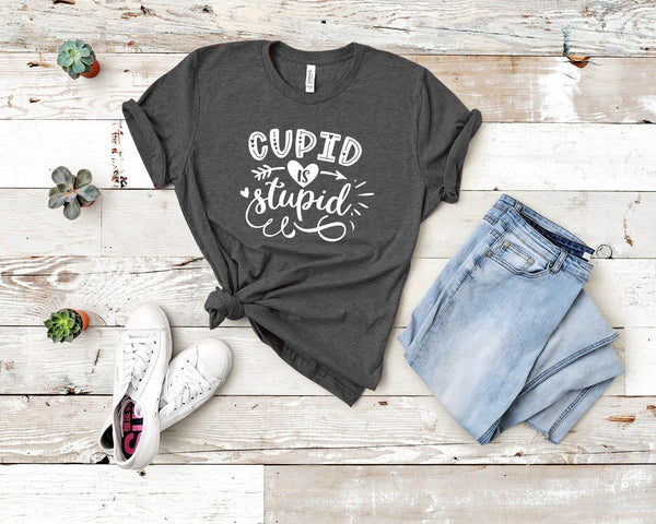 Cupid Is Stupid Valentine'S Day Tshirt - little crafty souls