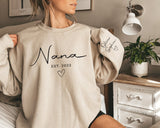 Custom Grandparent Sweatshirt with Kid Name on Sleeve - little crafty souls