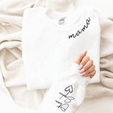 Custom Mama Sweatshirt with Kid Name on Sleeve - little crafty souls