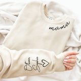 Custom Mama Sweatshirt with Kid Name on Sleeve - little crafty souls