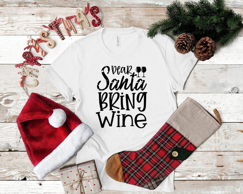 Dear Santa Bring Wine Christmas Tshirt - little crafty souls