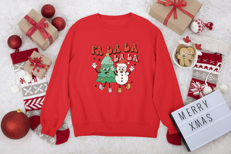 Fa La La La christmas sweater, christmas jumper uk, retro christmas jumper, vintage christmas sweatshirt, groovy xmas sweater - little crafty souls