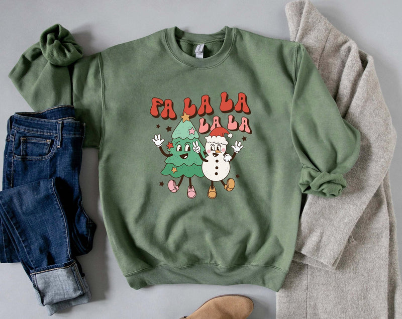 Fa La La La christmas sweater, christmas jumper uk, retro christmas jumper, vintage christmas sweatshirt, groovy xmas sweater - little crafty souls