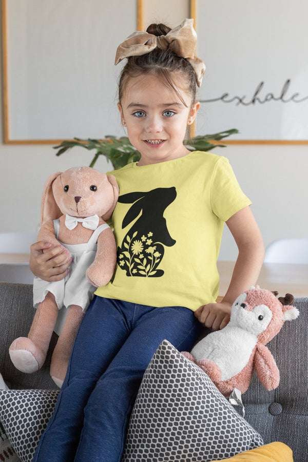 Floral Bunny Silhouette, Easter Bunny tshirt, Easter tshirts, easter gift ideas, Kids easter shirts, my first easter tshirt, Rabbit Tshirt - little crafty souls