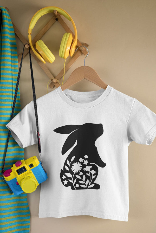 Floral Bunny Silhouette, Easter Bunny tshirt, Easter tshirts, easter gift ideas, Kids easter shirts, my first easter tshirt, Rabbit Tshirt - little crafty souls